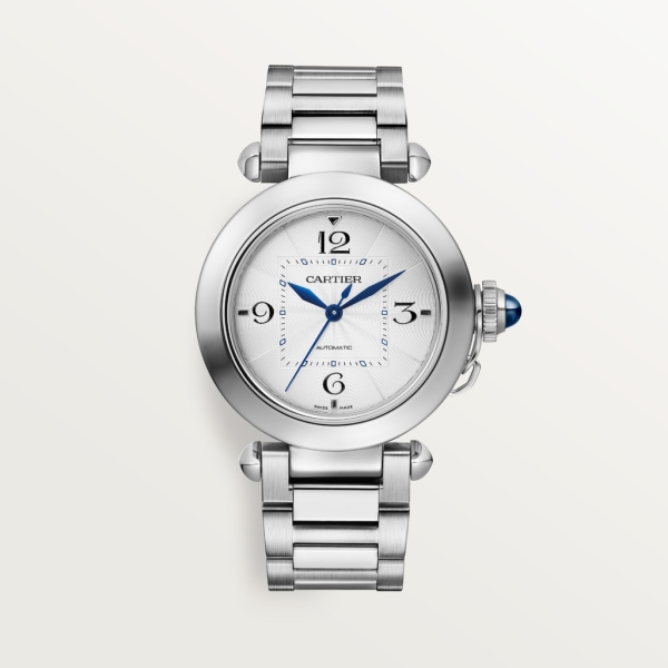 Pasha de Cartier 腕錶 35毫米，自動上鏈機械機芯，精鋼，可更換式金屬錶鏈及皮革錶帶