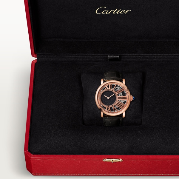 Rotonde de Cartier 腕錶 42毫米，手動上鏈機械機芯，18K玫瑰金，皮革