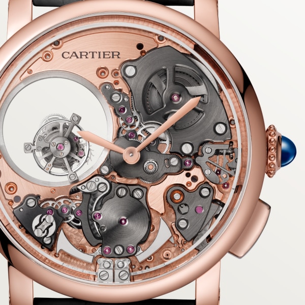 Rotonde de Cartier 腕錶 45毫米，手動上鏈機械機芯，18K玫瑰金，皮革
