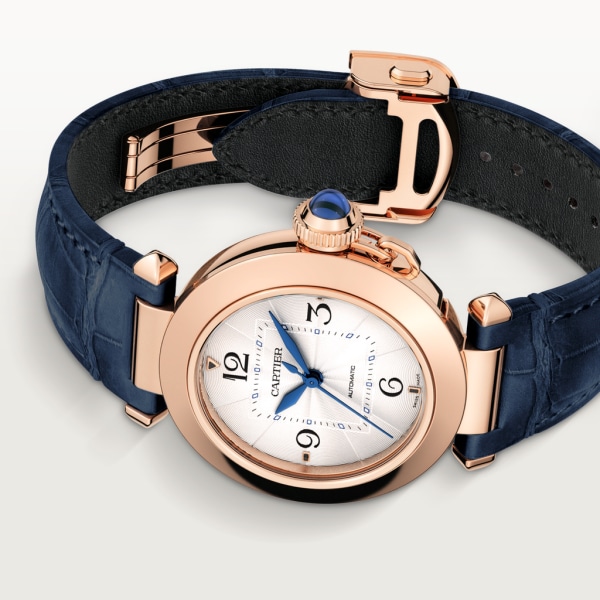 Pasha de Cartier watch 35 mm, automatic movement, rose gold, 2 interchangeable leather straps