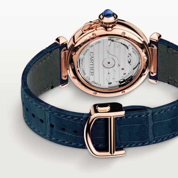 Pasha de Cartier watch 35 mm, automatic movement, rose gold, diamonds, 2 interchangeable leather straps