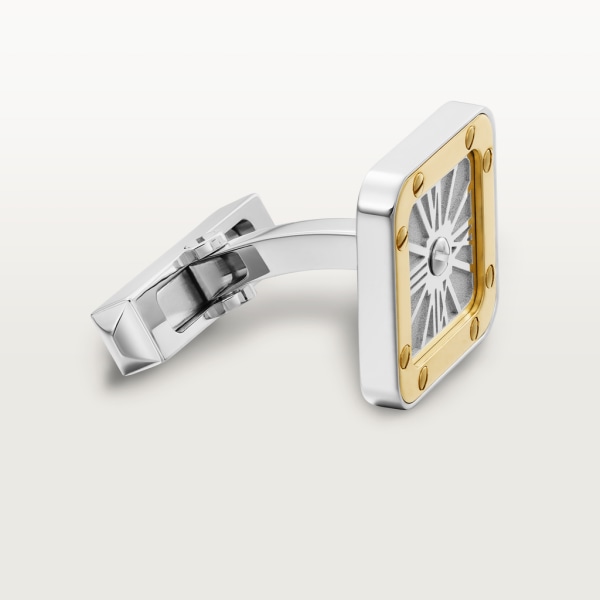 Santos de Cartier 袖扣 鍍鈀飾面純銀，黃金