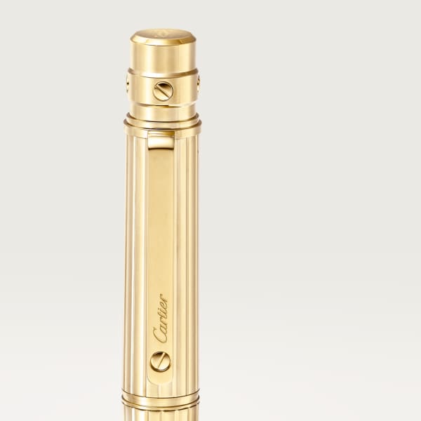 Santos de Cartier 鋼珠筆 大型款，經鐫刻的金屬，金色飾面