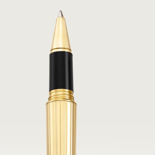 Santos de Cartier 鋼珠筆 大型款，經鐫刻的金屬，金色飾面