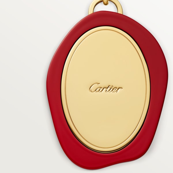 Diabolo de Cartier key ring with wax seal motif Lacquered golden-finish metal