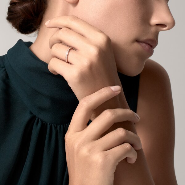 Cartier d'Amour wedding ring, 2.3 mm width, paved Rose gold, diamond