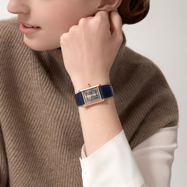 CRWGTA0058 - Tank Louis Cartier watch - Large model, hand-wound mechanical  movement, 18K rose gold, leather - Cartier