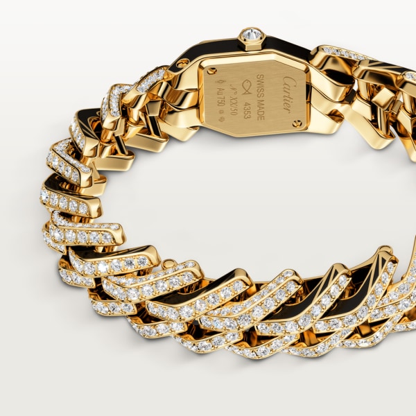 Maillon de Cartier 腕錶 小型款，石英機芯，18K黃金，鑽石，亮漆