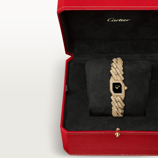 Maillon de Cartier watch Small model, quartz movement, yellow gold, diamonds, lacquer