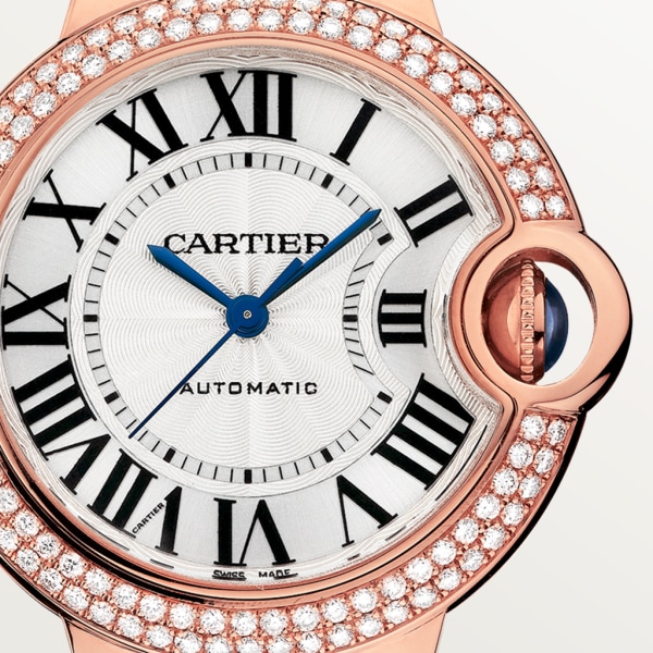 Ballon Bleu de Cartier 腕錶 33毫米，自動上鏈機械機芯，18K玫瑰金，鑽石