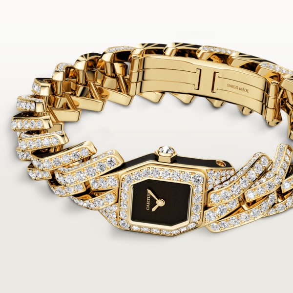 Maillon de Cartier 腕錶 小型款，石英機芯，18K黃金，鑽石，亮漆