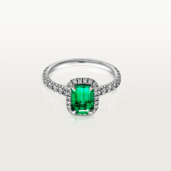 Cartier Destinée Solitaire 彩色寶石戒指 鉑金，祖母綠，鑽石