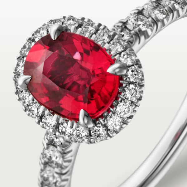 Cartier Destinée Solitaire 彩色寶石戒指 鉑金，紅寶石，鑽石