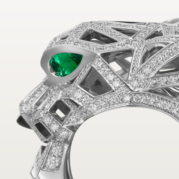 Panthère de Cartier ring White gold, onyx, emeralds, diamonds