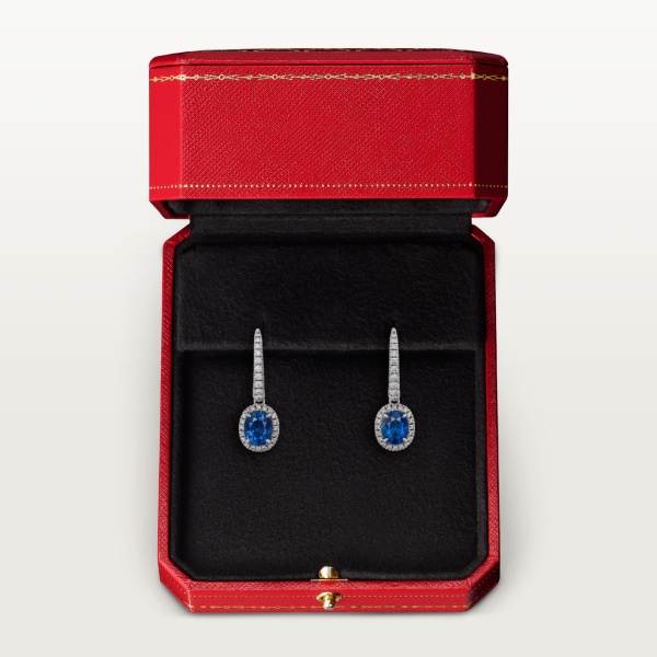 Cartier Destinée 彩色寶石耳環 18K白色黃金，藍寶石，鑽石