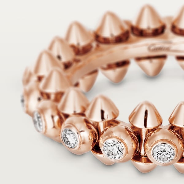 Clash de Cartier 戒指，鑲嵌鑽石 18K玫瑰金，鑽石