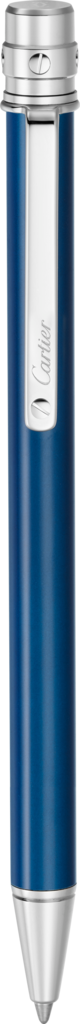 Santos de Cartier 原子筆小型款，藍鋼效果亮漆，鍍鈀飾面