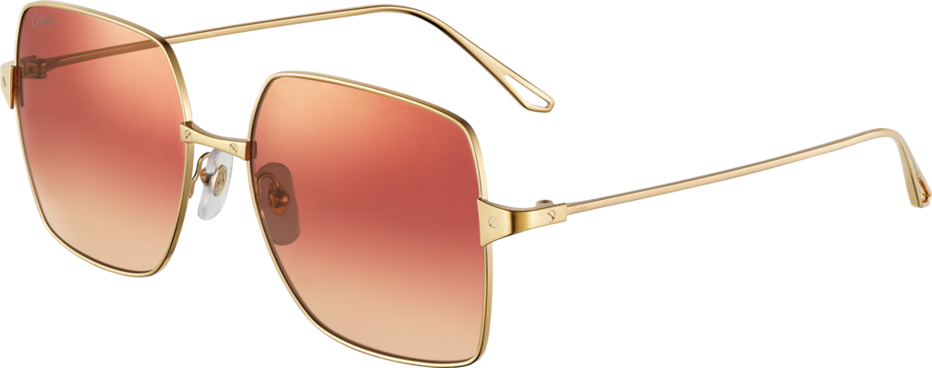 Santos de Cartier 太陽眼鏡光滑及磨砂金色飾面金屬，酒紅色及杏色漸變鏡片，粉紅色鏡面效果