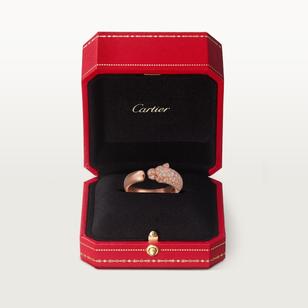 Panthère de Cartier 戒指 18K玫瑰金，縞瑪瑙，祖母綠，鑽石