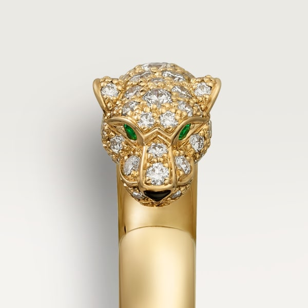 Panthère de Cartier 戒指 18K黃金，祖母綠，縞瑪瑙，鑽石