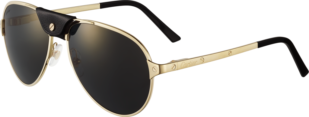 Santos de Cartier 太陽眼鏡光滑及磨砂金色飾面金屬，灰色偏光鏡片，金色鏡面效果