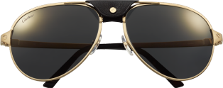 Santos de Cartier sunglasses Smooth and brushed golden-finish metal, grey polarised lenses with golden flash