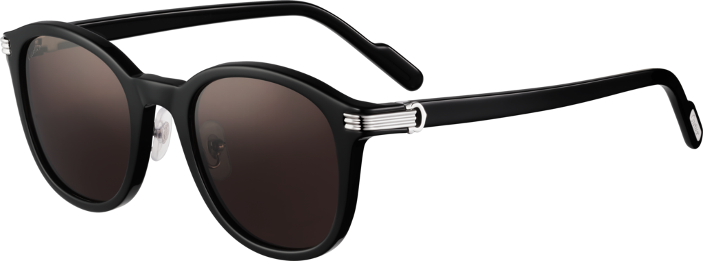 Première de Cartier 太陽眼鏡黑色複合材質，光滑鍍鉑金飾面，灰色鏡片