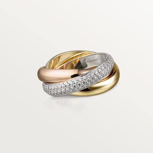 Trinity ring, classic White gold, yellow gold, rose gold, diamonds