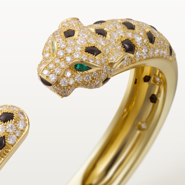 Panthère de Cartier 手鐲 18K黃金，祖母綠，縞瑪瑙，鑽石