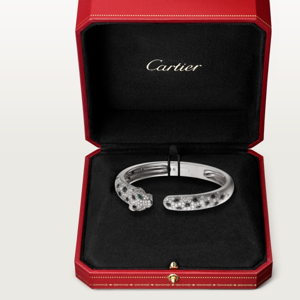 Panthère de Cartier 手鐲 18K白色黃金，祖母綠，縞瑪瑙，鑽石