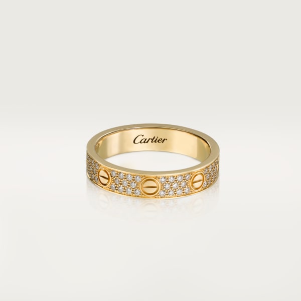 Love 結婚戒指，鋪鑲鑽石 18K黃金，鑽石