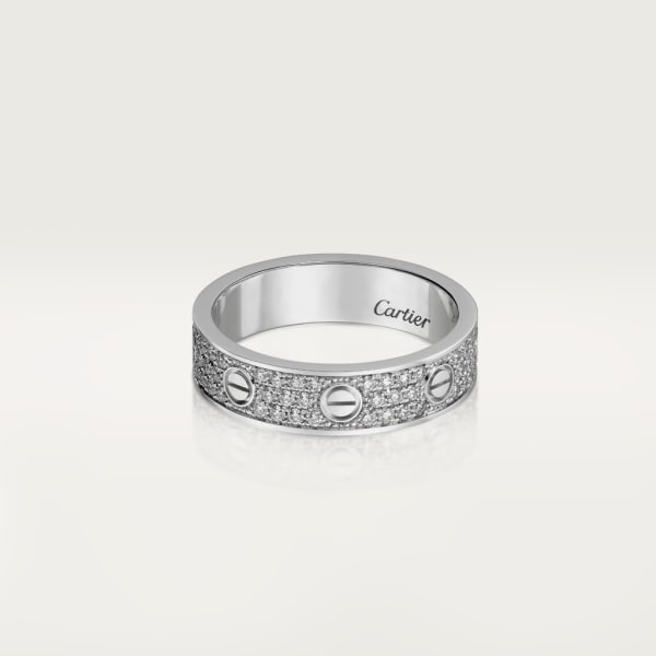 Love 結婚戒指，鋪鑲鑽石 18K白色黃金，鑽石