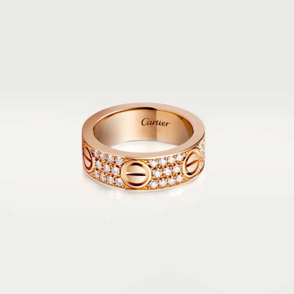 Love 戒指，鋪鑲鑽石 18K玫瑰金，鑽石