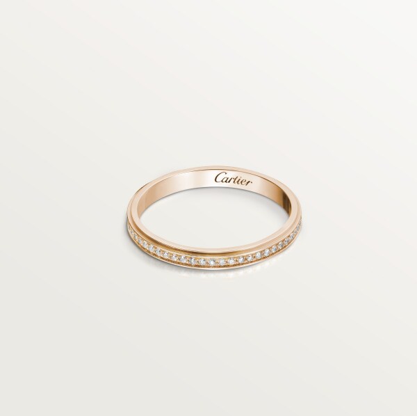 Cartier d'Amour wedding ring, 2.3 mm width, paved Rose gold, diamond