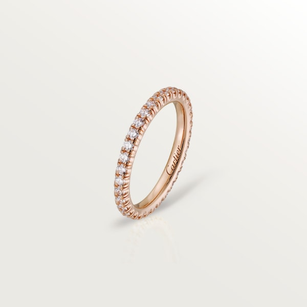 Etincelle de Cartier 結婚戒指，寬2毫米，鋪鑲鑽石 18K玫瑰金，鑽石