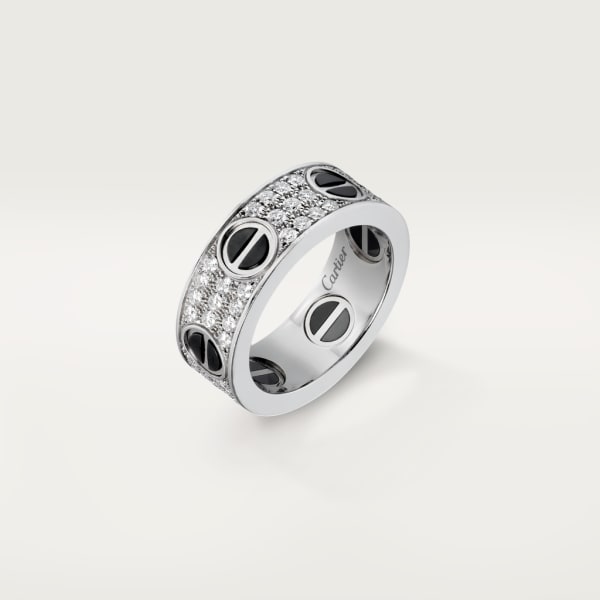 Love 戒指，鋪鑲鑽石，陶瓷 18K白色黃金，陶瓷，鑽石