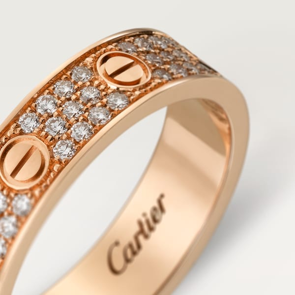 Love 結婚戒指，鋪鑲鑽石 18K玫瑰金，鑽石