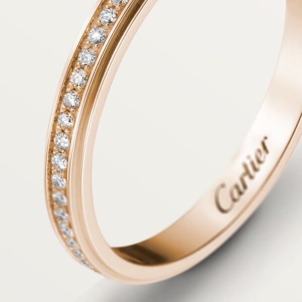 Cartier d'Amour wedding ring, 2.3 mm width, paved Rose gold, diamond