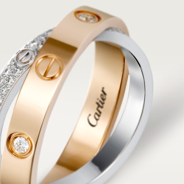 Love 戒指，鋪鑲鑽石 18K玫瑰金，18K白色黃金，鑽石