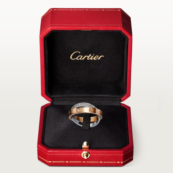 Love 戒指，鋪鑲鑽石 18K玫瑰金，18K白色黃金，鑽石