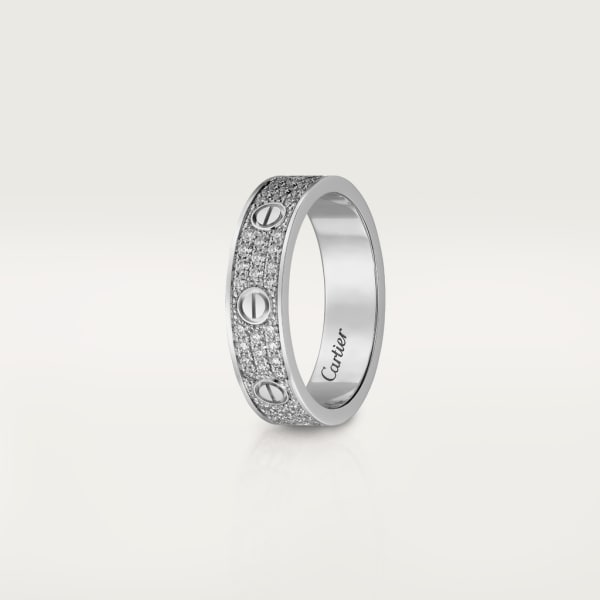 Love 結婚戒指，鋪鑲鑽石 18K白色黃金，鑽石