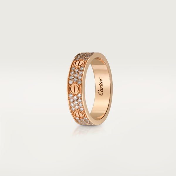 Love 結婚戒指，鋪鑲鑽石 18K玫瑰金，鑽石