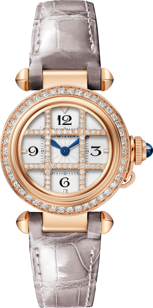 Pasha de Cartier watch30 mm, quartz movement, rose gold, diamonds, interchangeable leather straps