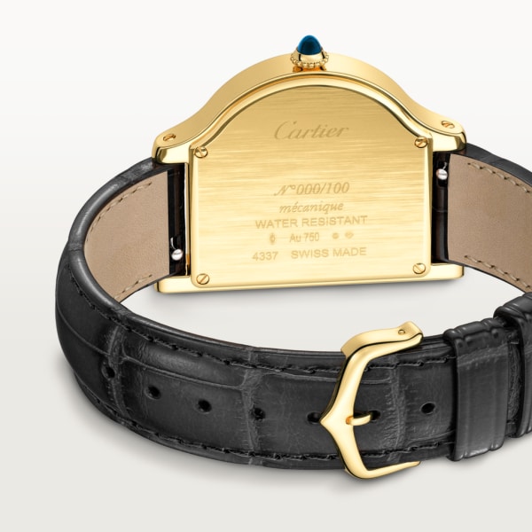 Cloche de Cartier watch Large model, hand-wound movement, 18K yellow gold, leather