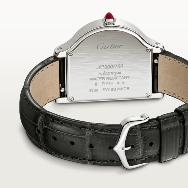 Cloche de Cartier 腕錶 大型款，手動上鏈機械機芯，950/1000鉑金，皮革