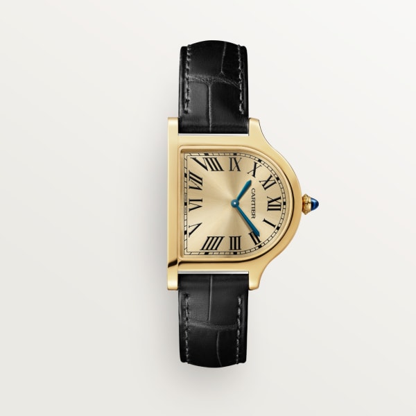 Cloche de Cartier watch Large model, hand-wound movement, 18K yellow gold, leather
