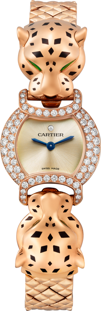 La Panthère de Cartier 腕錶22.2毫米，石英機芯，玫瑰金，鑽石，金屬錶鏈