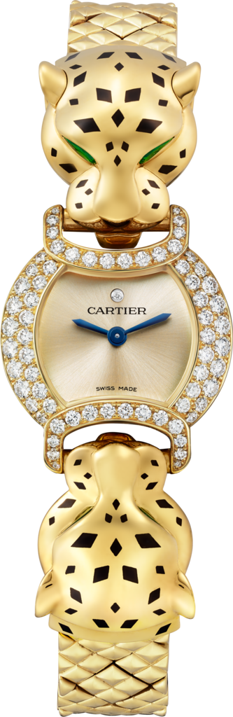 La Panthère de Cartier 腕錶22.2毫米，石英機芯，黃金，鑽石，金屬錶鏈