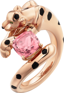 Panthère de Cartier 戒指 玫瑰金，亮漆，縞瑪瑙，沙弗萊石榴石，碧璽