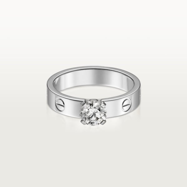 Love 單鑽戒指 18K白色黃金，鑽石